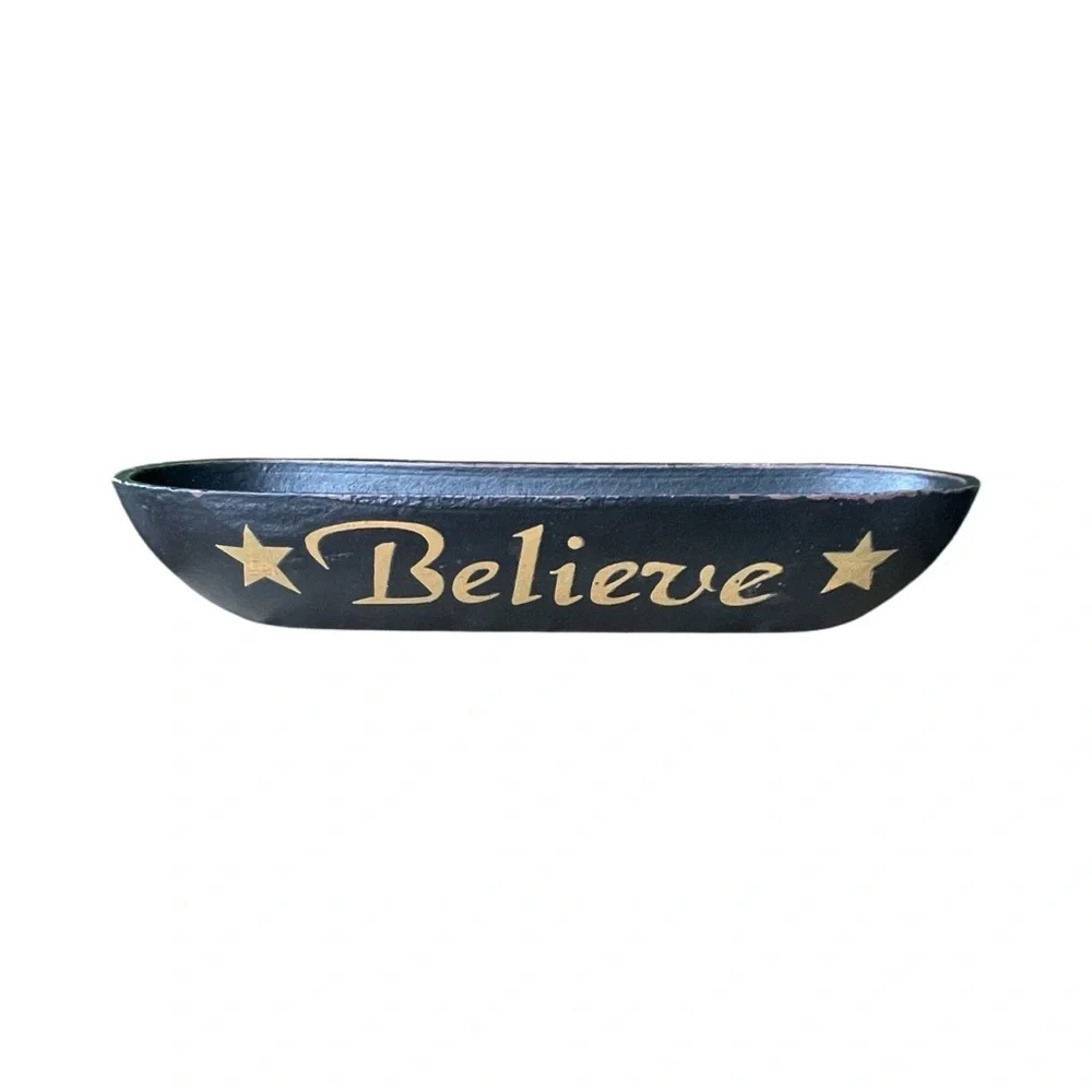 Primitive Wooden Bowls 3 PCs Faith Simplify Believe Family Rustic Country 11